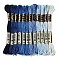 12 Skeins 12 Colors 6-Ply Polyester Embroidery Floss, Cross Stitch Threads, Gradient Color, Blue, 0.5mm, about 8.75 Yards(8m)/Skein, 12 skeins/set