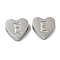 Tarnish Resistant 304 Stainless Steel Beads, Heart with Letter, Stainless Steel Color, Letter E, 7x8x3mm, Hole: 2mm