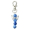 Angel Glass Pendant Decorations, with Alloy Swivel Clasps, Medium Blue, 67mm