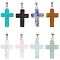 SUNNYCLUE 16Pcs 8 Styles Natural & Synthetic Gemstone Pendants, Religion Cross Charms, with Stainless Steel Color Tone Stainless Steel Snap On Bails, Mixed Dyed and Undyed, 29~30x18~19x5~6mm, Hole: 6x4mm, 2pcs/color