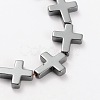 Electroplate Gorgeous Cross Non-magnetic Synthetic Hematite Beads Strands G-L268-11-1