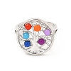 Colorful Resin Beaded Tree of Life Open Cuff Ring RJEW-G274-02P-2