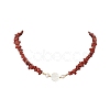 Natural Mixed Gemstone & Pearl & Shell Beaded Chains Necklace NJEW-JN04346-3