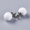 Shell Pearl Ball Stud Earrings EJEW-I209-05-10mm-2