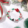 Christmas Electroplate Glass Beaded Stretch Bracelets BJEW-MZ00195-1