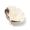 Natural Clam Shell Copper Wire Wrapped Pendants PALLOY-JF02056-02-3