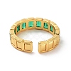 Rectangle Brass Micro Pave Cubic Zirconia Open Cuff Ring for Women RJEW-Z044-04G-04-3