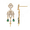 Brass Micro Pave Clear Cubic Zirconia Stud Earring Findings KK-S356-665G-NF-2