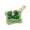 Natural Malaysia Jade/Yellow Jade/Carnelian/Black Onyx/Synthetic Turquoise & Glass Seed Beaded Woven Pendants PALLOY-MZ00365-4