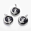 Natural Dyed & Heated Black Agate Kitten Pendants G-J386-B05-1