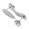 Non-Tarnish 201 Stainless Steel Oval Stud Earring Findings X-STAS-K259-20P-2