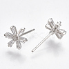 Brass Cubic Zirconia Stud Earrings KK-S348-364P-2