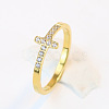 Cross Stainless Steel Micro Pave Clear Cubic Zirconia Finger Rings for Women FS-WG88B59-04-4