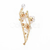 Plum Blossom with Branch Resin Brooch with Imitation Pearl JEWB-N007-023LG-FF-2