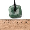 Natural Green Aventurine Square Pendants Black PU Leather Cord Necklaces X-NJEW-K285-01B-5