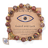 Synthetic Leopard Skin Jasper Round Beads Stretch Bracelets FS-WG18FCB-20-1-1