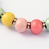 Children's Day Gift Dyed Drum Wood Beaded Kids Necklaces & Stretch Bracelets Jewelry Sets SJEW-JS00859-3