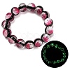 14MM Luminous Handmade Foil Glass Round Beaded Stretch Bracelets LA-CBA41F9-01C-2