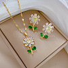 Brass Micro Pave Cubic Zirconia Pendant Necklace & Stud Earrings WG7AC39-52-1