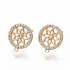 Brass Micro Pave Clear Cubic Zirconia Stud Earring Findings KK-T051-49G-NF-1
