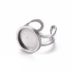 Non-Tarnish 201 Stainless Steel Cuff Pad Ring Settings X-STAS-S080-040C-P-4