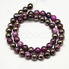 Electroplate Gemstone Natural Pyrite Round Beads Strands G-L129-8mm-02-3