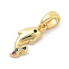 Rack Plating Leaf Brass Clear Cubic Zirconia Pendants KK-S407-13G-C-2