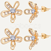5 Pairs Brass Micro Pave Cubic Zirconia Stud Earring Findings KK-BBC0020-85-6