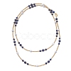 Round Natural Lapis Lazuli & Synthetic Howlite Beaded Wrap Long Necklaces NJEW-JN05907-02-5