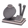 Wooden Clovered with PU Leather Jewelry Displays ODIS-F005-02E-3