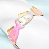 Ocean 304 Stainless Steel Enamel Fish Open Cuff Bangles for Women SA-CBA1A30-02A-G-3