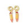Brass Gold Enamel Pencil European Dangle Charms X-KK-K293-74G-1