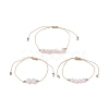 3Pcs 3 Style Natural Rose Quartz Braided Bead Bracelets Set BJEW-JB09334-01-1