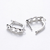 Brass Hoop Earring Findings with Latch Back Closure X-KK-T048-024P-NF-2