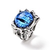 Dragon Eye Glass Wide Band Rings for Men RJEW-E017-01AS-05-2