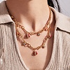 304 Stainless Steel Micro Pave Clear Cubic Zirconia Enamel Red Ladybug Pendant Necklaces for Women WG77B69-04-1