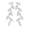 Leaf Brass Micro Pave Clear Cubic Zirconia Dangle Stud Earrings EJEW-F348-02P-1