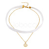 Flat Round with Letter O Alloy Enamel Pendant Necklaces for Women NJEW-TAC0033-1