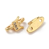 Brass Micro Pave Clear Cubic Zirconia Slide Charms KK-P239-20G-2