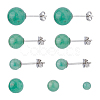 3 Pairs 3 Styles Natural Green Aventurine Round Stud Earrings with 925 Sterling Silver Pins EJEW-FI0002-16-1