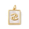 Brass Pave Natural White Shell Pendants KK-S522-09G-I-1