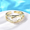 Square Brass Cat Eye Cuff Rings RJEW-G344-01G-01-2