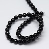 Natural Black Agate Round Beads Strands G-L086-A-01-3