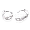 Brass Micro Pave Clear Cubic Zirconia Hoop Earrings EJEW-C121-16P-2