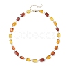 Natural Amber Cuboid Beaded Necklaces for Women NJEW-JN05914-4