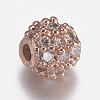 Brass Micro Pave Cubic Zirconia Beads ZIRC-E143-17A-RG-2