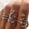 Mixed Style Alloy Rhinestone and Shell Cuff Rings FS-WG24D27-06-1