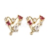 Brass Micro Pave Red Cubic Zirconia Pendants ZIRC-P086-27G-2