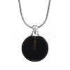 Natural Black Onyx(Dyed & Heated) Flat Round Perfume Bottle Pendant Necklaces PW-WGD45C6-10-1