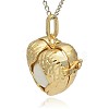 Golden Tone Brass Hollow Heart Cage Pendants KK-J241-06G-2